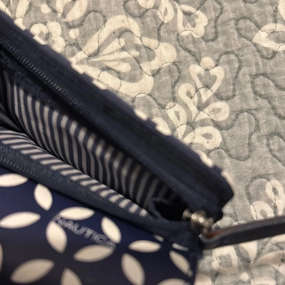 Nautica Blue and White Geometric Wallet